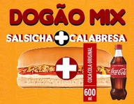 Dogão Salsicha + Calabresa +coca Cola 600 Ml